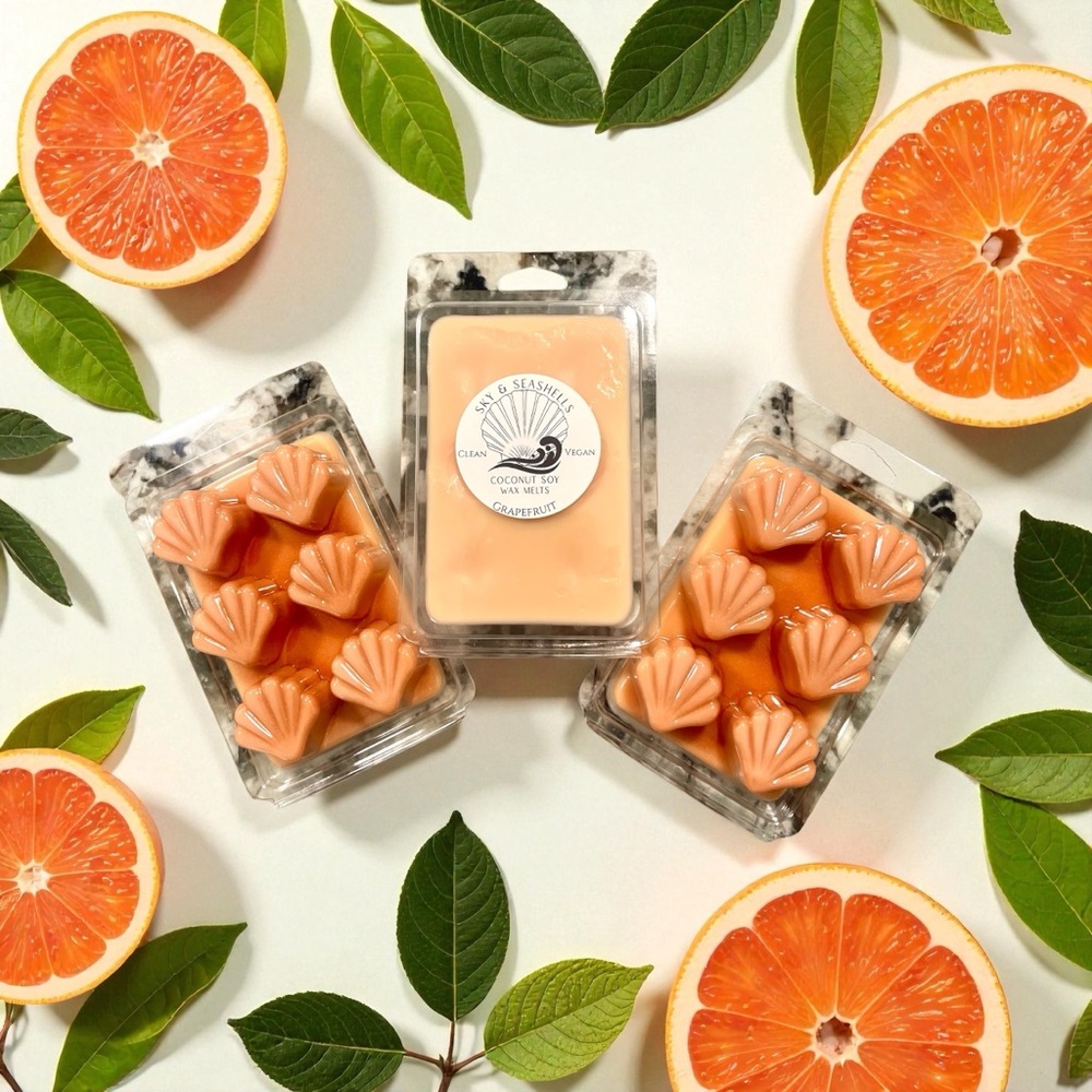 Hand Crafted “Grapefruit” Scented Wax Melts/Coconut Soy Wax Seashells